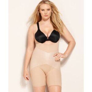 Star Power By Spanx Firm Control Lady Luxe Open Bust Seamless Tan Bodysuit 1X